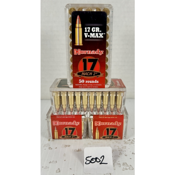 AMMO: 200X HORNADY .17 MACH 2 - 17 GR POLY TIP