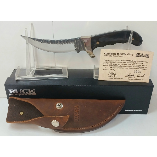 401 CHIPFLINT KALINGA BUCK KNIFE W/ LEATHER SHEATH