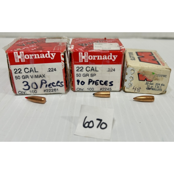 BULLETS: 168X .22 CAL 50 GR & 55 GR