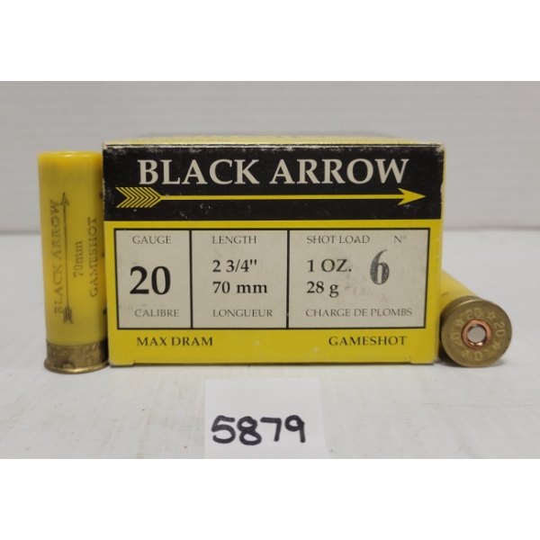 AMMO: 25X BLACK ARROW 20 GA 2-3/4 IN 1 OZ NO 6 SHOT
