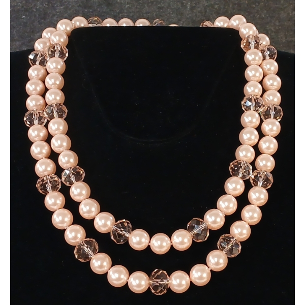 HEIDI DAUS PINK BEADS & SIMULATED PEARL NECKLACE