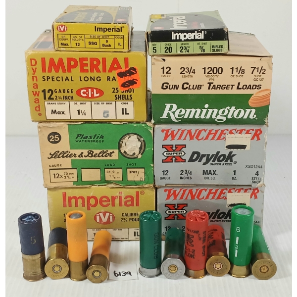 AMMO: 130X MIXED 12GA - 2 3/4 & 3IN - #4, 5, 6, 7 1/2 & SLUG SHOT