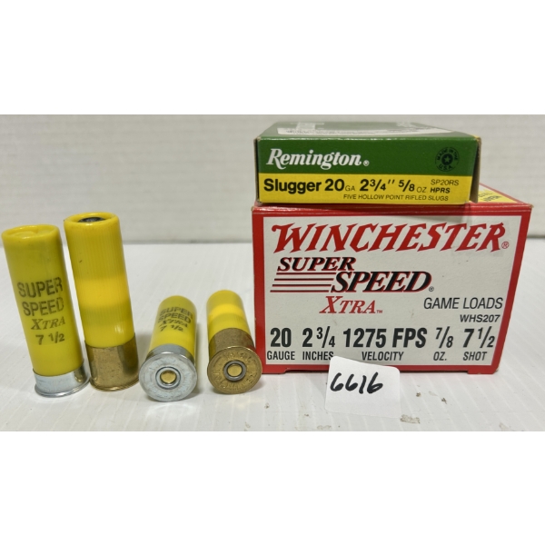 AMMO: 30X 20 GA 2-3/4 IN - #7.5 & SLUGS