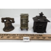 Image 2 : LOT OF 3 - CAST COIN BANKS - INCL BELL, STATE BANK ETC