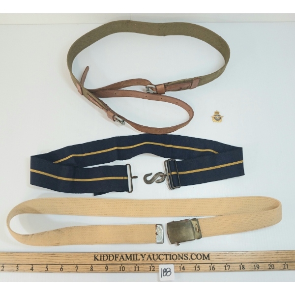 LOT OF 4 - U.S. BELT, UNMARKED SLING & CDN AIR FORCE PIN & BELT