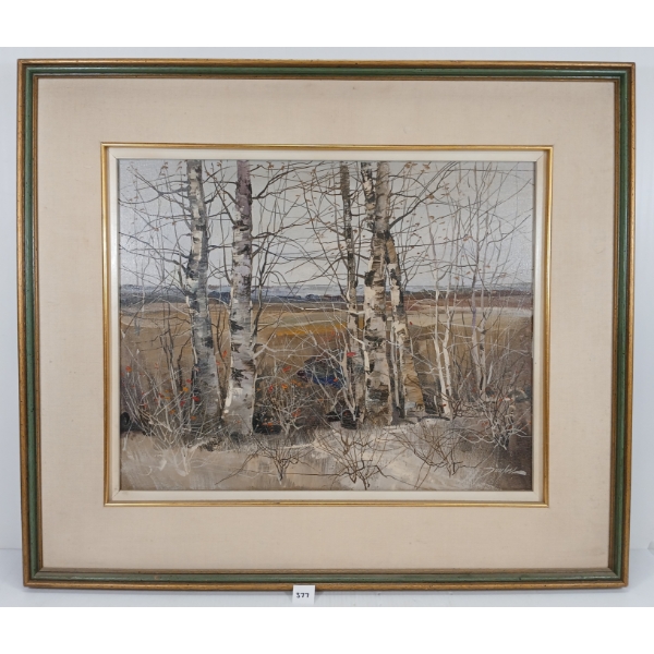 COUNTRY LANDSCAPE BY J.P. ? - FRAMED OIL ON CANVAS