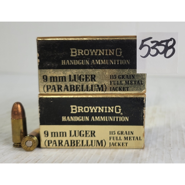 AMMO: 100X BROWNING 9MM - 115GR - FMJ