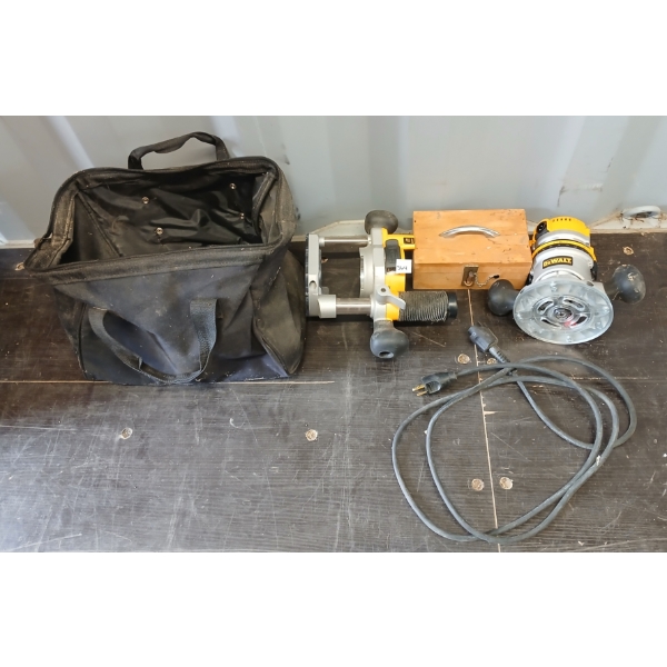 LOT OF 3 - DEWALT ROUTERS - INCL CORDED PLUNGER & ELECTRONIC W/ BAG & ACCESS.