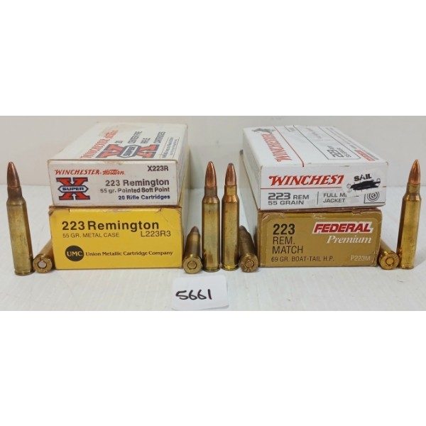 AMMO: 80X MIXED .223 REM - 55 & 69GR - BT HP, FMJ, PSP