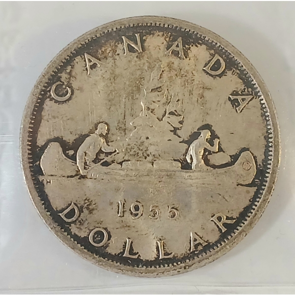 1955 CDN SILVER DOLLAR - ICCS GRADED