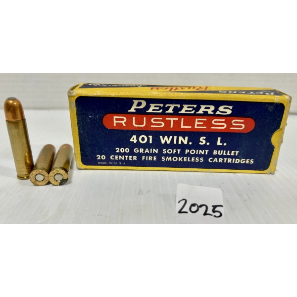AMMO: 20X PETERS .401 WSL - 200 GR SP