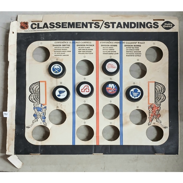DAIRY QUEEN NHL STANDINGS HOCKEY PUCK DISPLAY