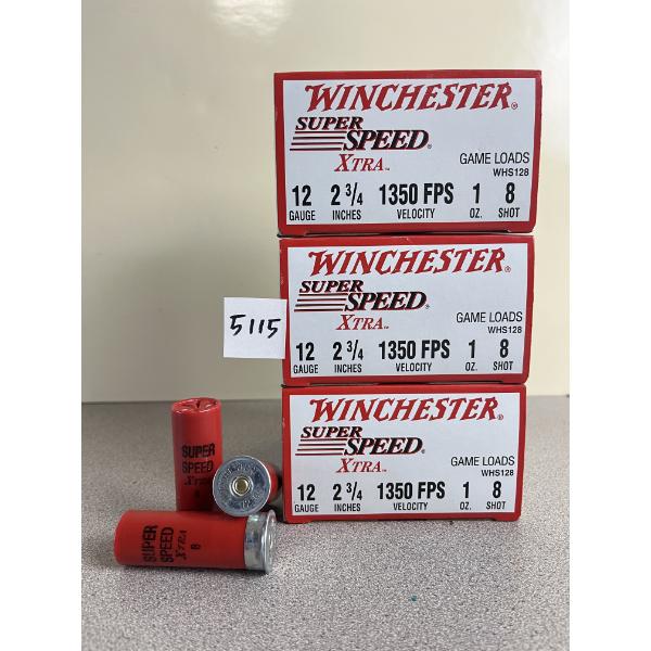AMMO: 75X WINCHESTER 12 GA 1OZ NO8 SHOT 