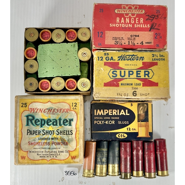 AMMO: 52X MIXED VINTAGE 12 GA 2-3/4 IN - BIRDSHOT & SLUGS