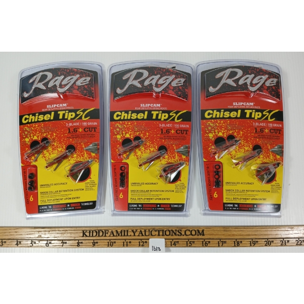LOT OF 3 - RAGE SLIPCAM BROADHEADS - NIB