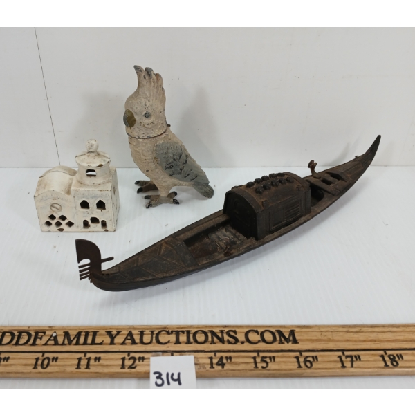LOT OF 3 - CAST COCKATEIL & GONDALA, ETC.