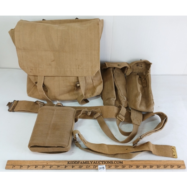 SET OF WWII BRITISH PATTERN 1937 WEB EQUIPMENT - INCL CANTEEN, STRAPS & BAG