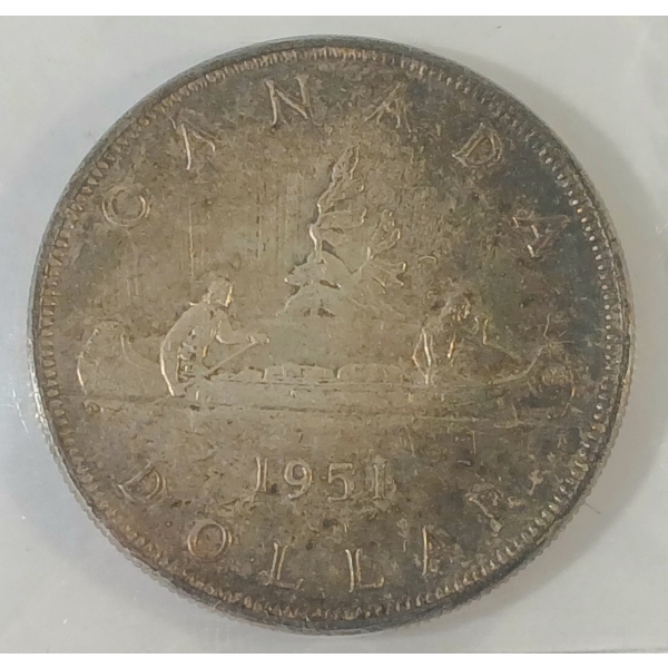1951 CDN SILVER DOLLAR - ICCS GRADED