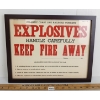 Image 1 : "EXPLOSIVES HANDLE CAREFULLY" ATLANTIC COAST LINE RAILROAD CO. FRAMED SIGN