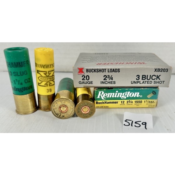 AMMO: 5X 12 GA 2-3/4IN SLUG & 5X 20 GA 2-3/4IN BUCKSHOT