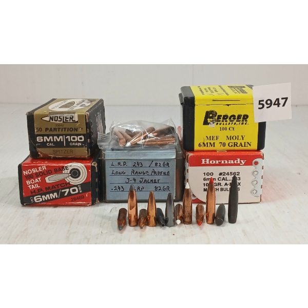 BULLETS: 325X HORNADY 6MM BULLETS 