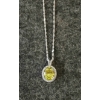 Image 3 : STERLING SILVER NECKLACE W/ PERIDOT & DIAMOND OVAL PENDANT