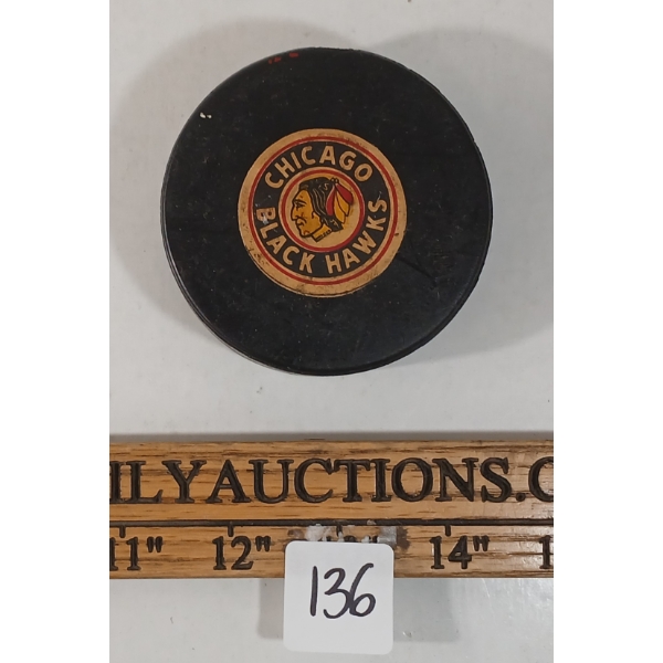 1969-1977 CHICAGO BLACK HAWKS CONVERSE ART ROSS HOCKEY GAME PUCK