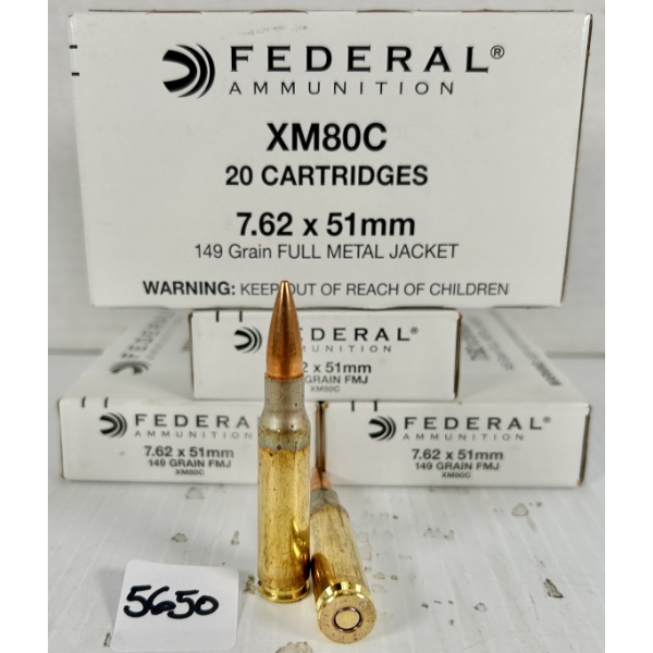 AMMO: 80X FEDERAL 7.62X51 MM NATO - 149 GR FMJ
