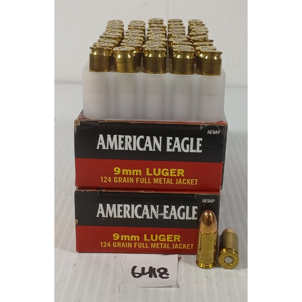 AMMO: 40X FEDERAL AMERICAN EAGLE 9MM LUGER - 124GR - FMJ