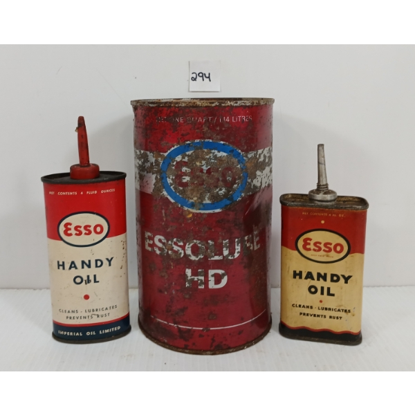LOT OF 3 - ESSO MOTOR OIL CAN & HANDY OILERS