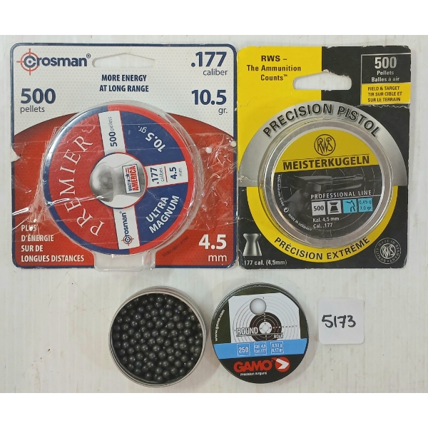 PELLET: APPROX 1250X MIXED .177 PELLETS - 7, 8.17 & 10.5GR - FIELD / TARGET, ROUND & ULTRA MAG