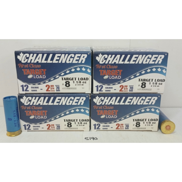 AMMO: 100X CHALLENGER 12GA - 2 3/4IN - #8 SHOT 