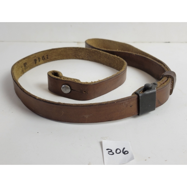 LEATHER MP-40 SMG SLING, STAMPED "RZM" & "1944"