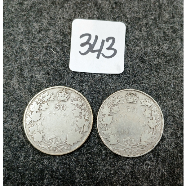 LOT OF 2 - 1914 & 1916 CDN 50 CENT COINS