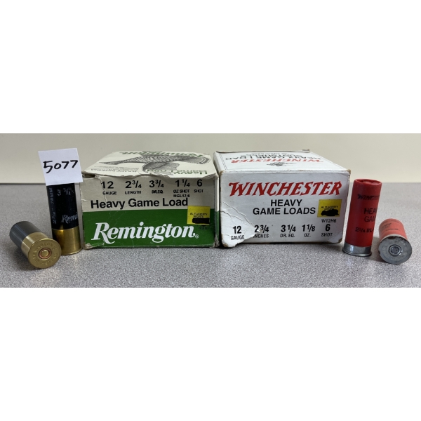 AMMO: 24X MIXED 12 GA - INCL REMINGTON AND WINCHESTER #6 HEAVY GAME