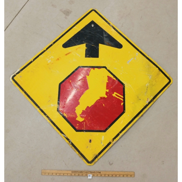 STOP SIGN AHEAD - SINGLE SIDED METAL SIGN