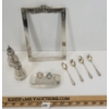 Image 1 : LOT OF 9 - STERLING SILVER PCS - INCL S&P SHAKERS, PICTURE FRAME & TEA SPOONS, ETC.