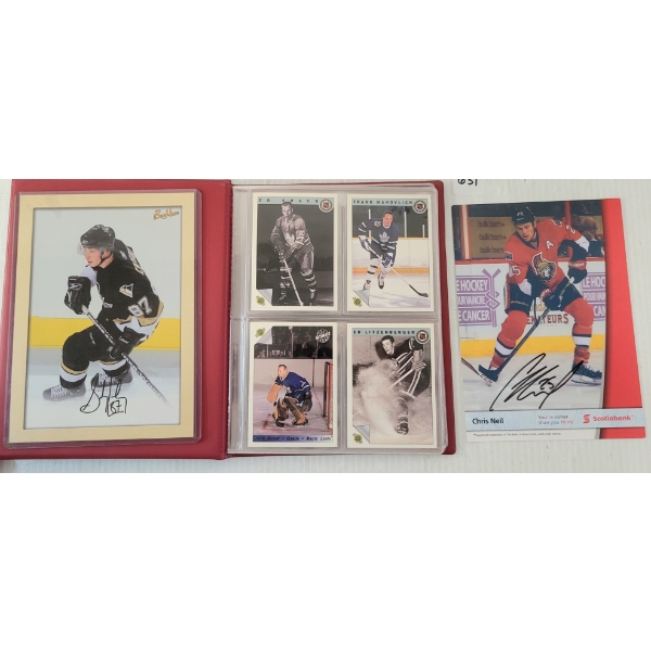  LOT OF 6 - NHL HOCKEY PHOTOGRAPHS & CARDS - INCL AUTOGRAPHED CROSBY & NEIL ETC