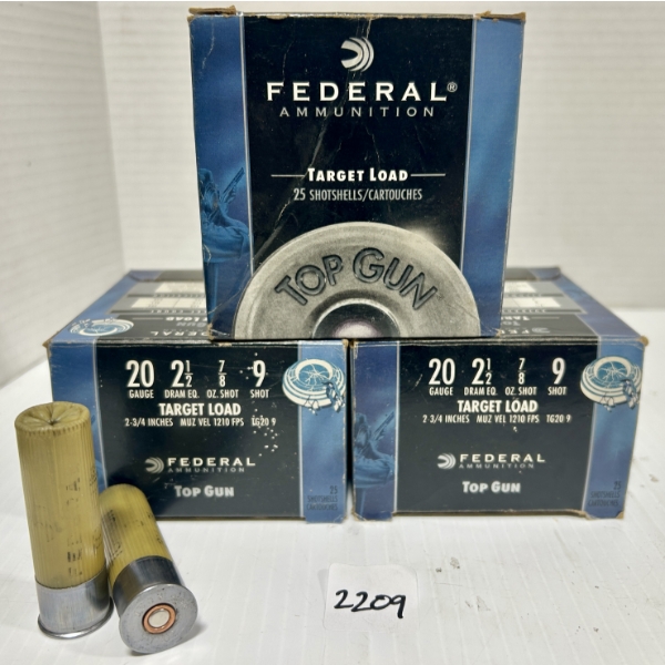 AMMO: 75X FEDERAL 20 GA 2-3/4 IN - #9