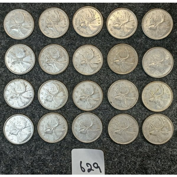 LOT OF 20 - 1968 CDN 25 CENT COINS