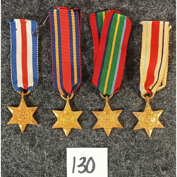 LOT OF 4 - WWII BURMA, AFRICA, PACIFIC & FRANCE STAR MINI MEDALS