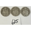 Image 1 : LOT OF 3 - 1969 CDN 50 CENT COINS