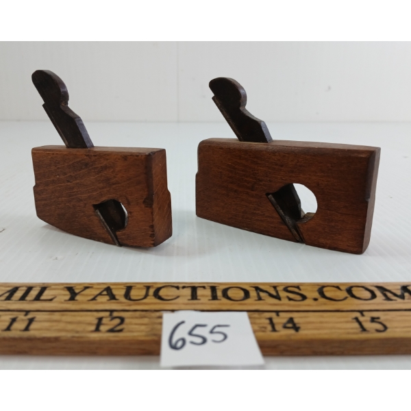 LOT OF 2 - ENGLISH VICTORIAN MINIATURE ROSEWOOD ROUND & FLAT PLANES
