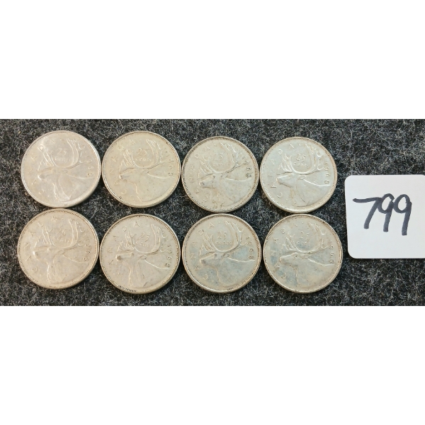 LOT OF 8 - 1968 CDN 25 CENT COINS