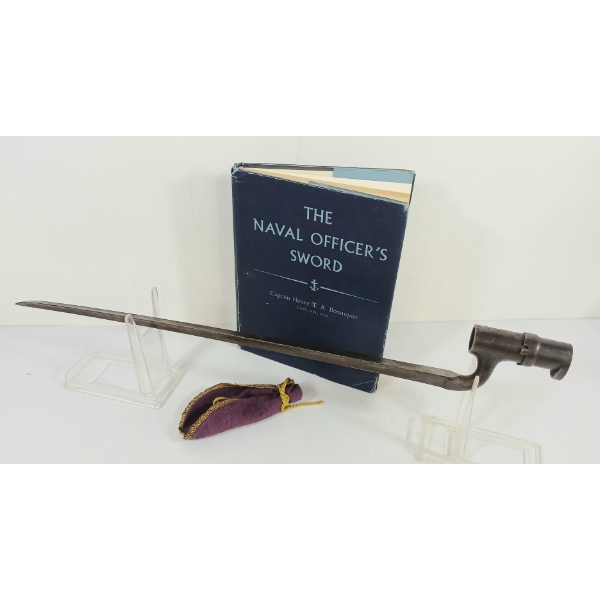 LOT OF 2 - SNIDER ENFIELD BAYONET & 1955 "THE NAVAL OFFICER'S SWORD" PUBLICATION