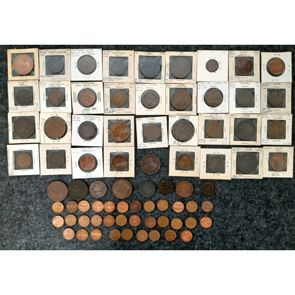 JOB LOT - WORLD LARGE CENTS, TOKENS & PENNIES