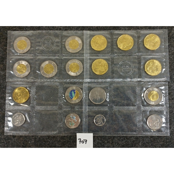 LOT OF 3 - 2017 CDN, 2016 $1 & $2 CDN UNCIRCULATED SETS - THE LUCKY LOONIE, BATTLE OF THE ATLANTIC