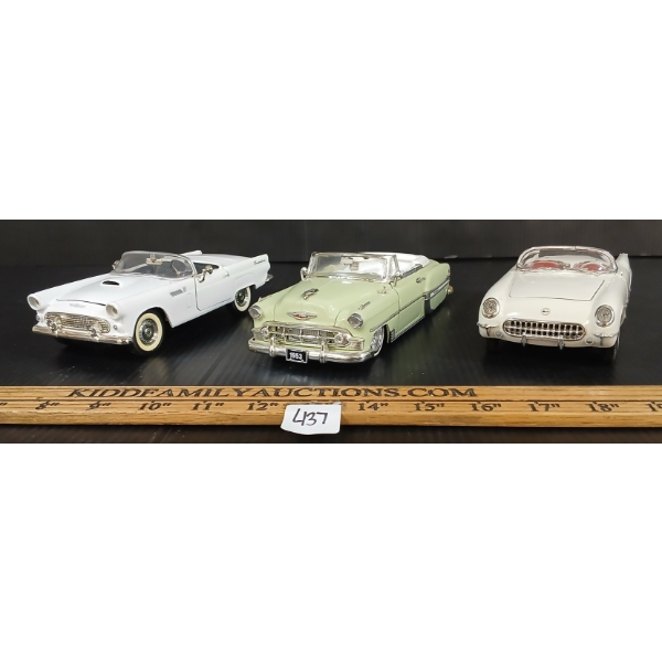 LOT OF 3 - JADA & WIX 1953 CHEVY BEL AIR, CORVETTE & 1958 FORD THUNDERBIRD DIECAST MODELS