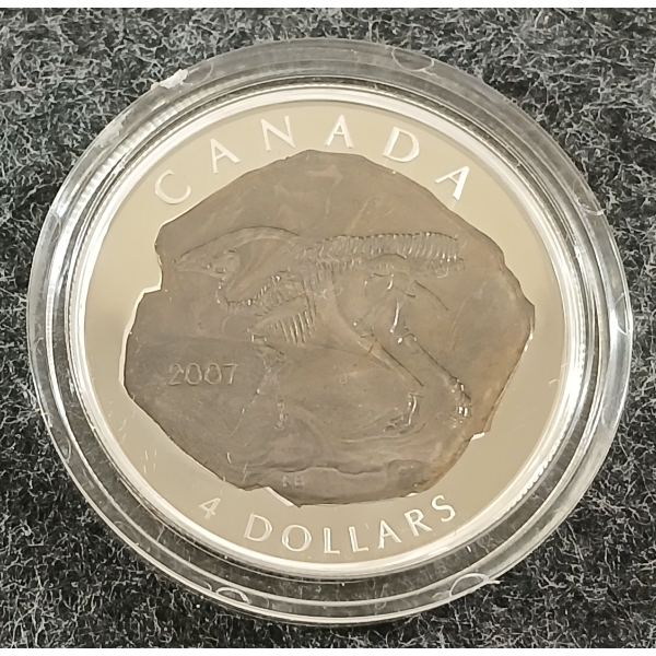 2007 RCM $4 FINE SILVER COIN - GIANTS OF PREHISTORY