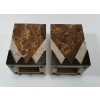 Image 7 : ART DECO DEER FIGURE MANTLE CLOCK W/ BOOKENDS - ONYX & MARBLE